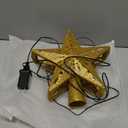 Christmas Star Tree Topper with Built-in Led Snowflake Projector Lights Hollowed Pentagram Tree Topper, Plug in Christmas Tree Ornament for Indoor Office Xmas New Year Holiday Tree Decoration