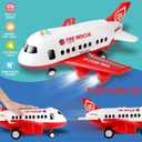 Dwi Dowellin Airplane Toy with Fire Truck Cars and Play Mat,Plane with Lights and Sounds for 3 + Years Old Boys and Girls