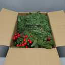 Christmas Garland, 9ft Pre-Lit Christmas Garland with Lights, Battery Operated with Pine Cones & Red Berries, Artificial Christmas Greenery for Mantle, Staircase, Doorway, Indoor Outdoor Decorations