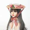 COSDREAMER Girls Women Tea Party Sun Hat Lace Ribbons Straw Hats Small (Style-26)