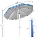 Aoxun Beach Umbrella with Tilt Pole, Portable Sand Anchor and Carry Bag, UPF 50+ Sun Shelter Air Vents Design for Outdoor (Navy Blue & White), 7ft