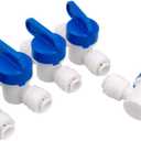 Inline Shut Off Ball Valve 1/4 inch OD Tubing&Hose&Pipe Use Plastic Quick Connect Fittings for Water Purifier RODI System (Pack of 5)