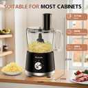 Food Processor and Vegetable Chopper 600W BPA Free 12-Cup Bowl, French-Fry-Cutter, 6.8oz Grinder for Cheese Grating, Ice Creshing, Chopping, Shredding, Slicing, Mixing and Doughing, 2+P Speeds
