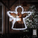 19” Angel Indoor Christmas Lights Angel Hanging Light Up Lights Mains Powered Timer Built in Outdoor Christmas Tree Lights, Angel Lights Christmas Decorations Fairy Snowflake Lights