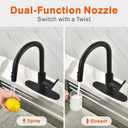 RULIA Kitchen Faucet, Kitchen Sink Faucet, Sink Faucet, Pull-Down Kitchen Faucets, Bar Kitchen Faucet, Matte Black, Metal Spray Head, RB1031