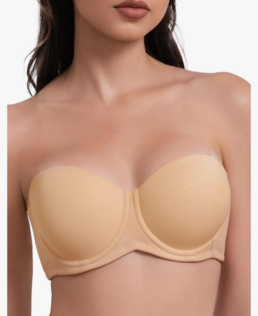 Women's Strapless Bra Multiway Lift Padded Underwire Bra Anti Slip Full Coverage Convertible Brassie Size 32DD