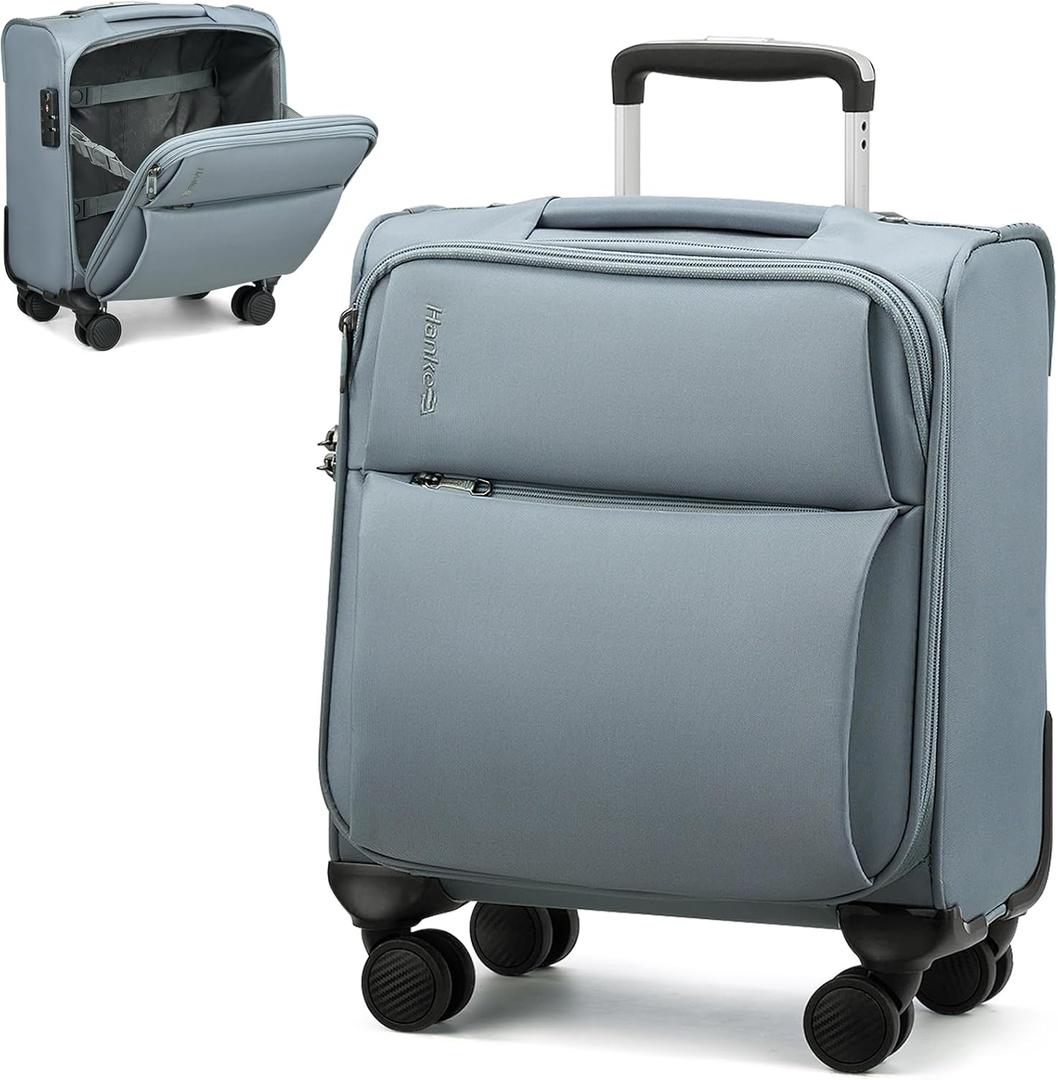 Hanke 16 Inch Underseat Carry On Luggage with Spinner Wheels for Airline, Small Softside TSA Approved Luggage Lightweight Rolling Suitcases Under Seat Travel Carry-On Bag(Grey) Hanke 16 Inch Underseat Carry On Luggage with Spinner Wheels for Airline, Small Softside TSA Approved Luggage Lightweight Rolling Suitcases Under Seat Travel Carry-On Bag(Grey)