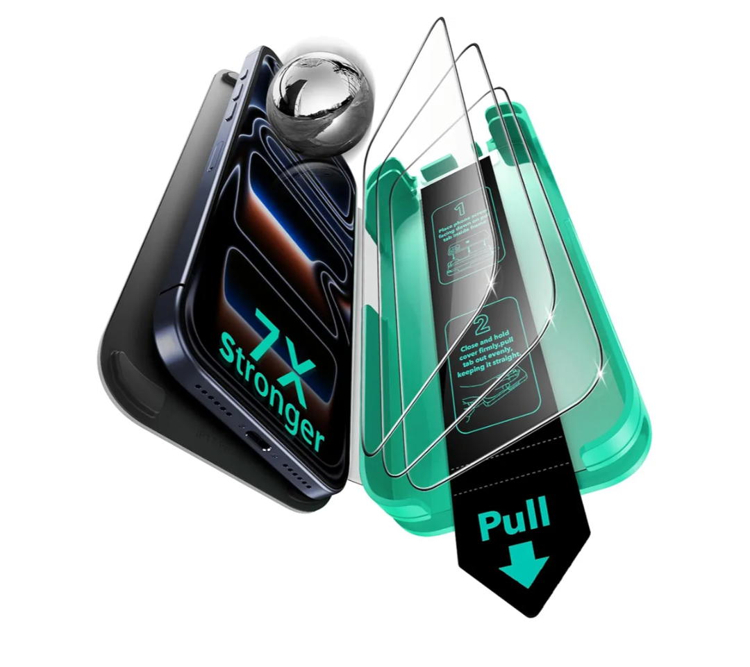 ESR 3 Pack 9H+ Glass for iPhone 17 Pro Max Screen Protector, [Military-Grade Shatterproof], with AR Anti-Reflective Technology, Armorite Ultra-Tough Tempered Glass with Ultra Fit Tray