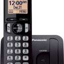 Panasonic Cordless Phone, 1.6" Backlit Display, Call Block, Speakerphone, 10 Hours Talk Time, 1 Handset  KXTGC200B (Black)