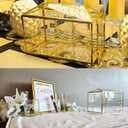 12.6" Glass Wedding Card Box with Lock, Large Gold Metal Card Box for Party Reception HoneyMoon Fund Box, Wedding, Baby Showers, Birthdays, Bridal or Graduation Party Box