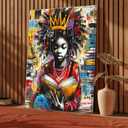 YKSKQCMT Black Girl Reading Wall Art Graffiti Girl Books Motivational Wall Decor Black Pride Pictures African American Girls Books Canvas Posters for Tween Girls Room Study Reading Room (24L"16W")