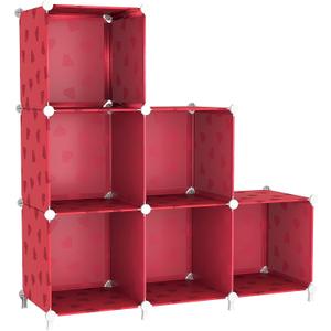 UNKU Cube Storage Organizer, 6 Cube Closet Organizer Storage Shelves, DIY Stackable Bookcase, Clothes Organizer Shelf for Closet, Bedroom, Living Room, Cabinet, Home, Office, Red