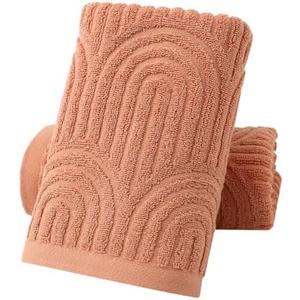 Pidada Hand Towels Set of 2 Striped Pattern 100% Cotton Absorbent Soft Decorative Towel for Bathroom (Burnt Orange)