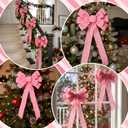 Riceshoot 12 Pcs Christmas Pink Bows Large Christmas Tree Topper Bow 12" x 24" Outdoor Decorations Wreath Bow with Glitter Gold Edge for Xmas Home Front Door Decor