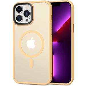 CACOE Magnetic Case for iPhone 13 Pro Max 6.7 inch-Compatible with MagSafe & Magnetic Car Phone Mount,Anti-Fingerprint TPU Thin Phone Cases Cover Protective Shockproof (Orange Yellow)