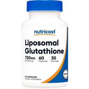 Nutricost Liposomal Glutathione Supplement 60 Capsules, 720 mg Per Serving - Vegan, GMO-Free, 30 Servings, Exp: 03/2029