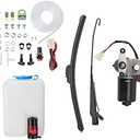 Kemimoto UTV Windshield Washer Pump Kit with 12V Windshield Wiper Motor Kit Compatible with Polaris RZR Ranger General Can Am X3 Defender Commander Golf Cart
