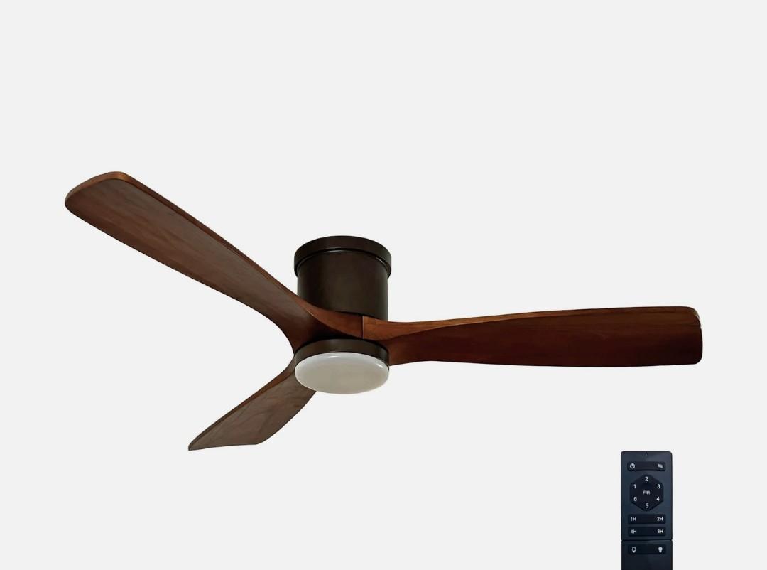 Neatfi 52-inch Ceiling Fans with Lights & Remote Control – Quiet Reversible DC Motor, Flush Mount, Living Room, Kitchen & Bedroom Ceiling Fan with 3 Adjustable Light Modes (Dark Wood, 52 Inches)