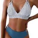 Fanuerg Women's Sexy V Neck Bikini Sets Hollow Out Two Piece Swimsuits Cutout Mid Waist Bathing Suit (XX-Large)