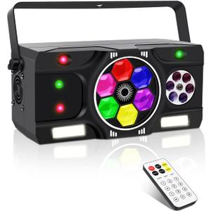 DJ Party Lights, 80W 6IN1 LED DJ Disco Light DMX & Remote Control, RGBW Bee-Eye Effect - Multi Patterns - White Strobe Effect, Sound Activated Stage Light for Wedding Dance Gig Bar Rave