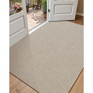 Color&Geometry Large Thin Front Door Mat Indoor Entrance Non Slip Rubber Backed, 32"x48" Indoor Door Mats for Entryway, Dirt Trapper Double Doormat, Washable Front Door Rugs, Oatmeal Beige