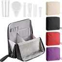 Standing Makeup Bag Organizer with 6 Brush Guards, Large Portable Makeup Organizer Bag for Travel, Stand Up Cosmetic Case with Brush Protectors (Black)