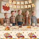 102 Pcs Thanksgiving Party Supplies Sets - Includes Happy Thanksgiving Dinner Paper Plates Napkins, Give Thanks Banner Dessert Plates Cups Tablecloth for Fall Thanks Giving Party Decorations, Serve 25
