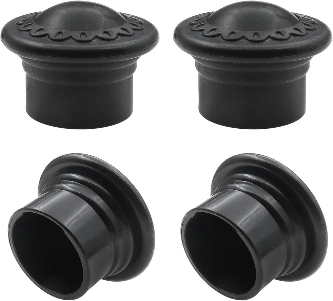 4 Pack Curtain Rod Finials for 1.1 Inch / 28mm Rods - Plastic Curtain Rod Ends Cap, Modern Decorative Drapery Pole End Plugs for Home Office Window Hardware (Black)