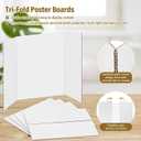 4 Pcs Trifold Poster Board, 21.5x14 inches Small White Poster Board Comes with Sticky Accessories, Corrugated Presentation Boards, Display Board for School Projects, Business Presentations