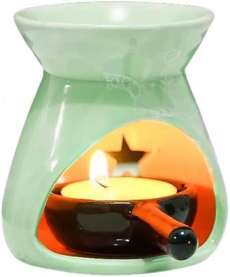 Green Ceramic Essential Oil Burner Tealight Candle Holder Decorative Aroma Diffuser