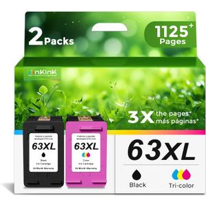 Ankink 63XL Ink Cartridges Replacement for HP 63 XL (Black Color Combo Pack) Fit for HP63 3830 4650 4652 4655 5200 5252 5255 5258 4520 4512 1112 2132 3630 3632 3631 2130 4510 4654 Printers BK Tricolor
