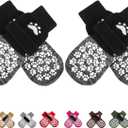 EXPAWLORER Anti Slip Dog Socks to Prevent Licking Paws, Shoes for Hot Pavement, Dog Booties for Small Medium Large Senior Dogs, Traction Control Boots & Paw Protectors for Hardwood Floors Black&Grey (Medium (4 Count))