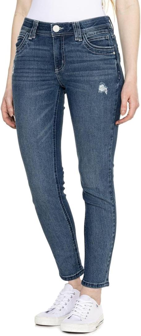 Democracy Women's Ab Solution Straight Leg Jean, Mid Blue Vintage Tech, 6