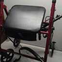 Medline Mobility Dependable Steel Rollator Walker, Burgundy, 300 lb. Weight Capacity, 8 Wheels, Adjustable Handle, Padded Seat & Backrest, Rolling Walker for Seniors and Mobility Impaired
