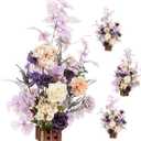 Ling's moment 17.5" Tall Standing Artificial Flowers Arrangements 4 pcs Wedding Aisle Runner Chair Decorations French Lavender Plum Centerpieces Ceremony Reception Rose Floral Party Outdoor