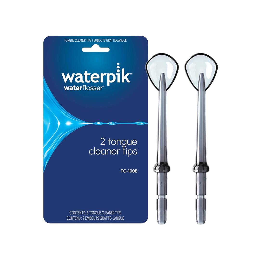 Waterpik Genuine Replacement Tongue Cleaner Tip, Water Flosser Refill Heads Nozzles, Reduce Bad Breath, Improve Oral Hygiene, TC-100E, 2 Count (Assorted Colors)