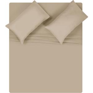 Queen Sheet Set - Double Brushed Microfiber Bedding Set Queen, 4 Piece Deep Pocket Queen Sheet - Ultra Soft, Easy-Fit, Wrinkle Free, Quick Dry, Easy Care Queen Sheets - Taupe
