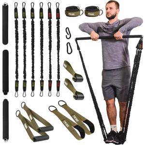 Tube Resistance Bands for Working Out Men and Women - Exercise Bands Resistance Bands Set, Resistance Band Bar, Handles, Ankle Straps, Foot Straps and Door Anchor