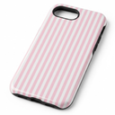 Jusy Compatible with MagSafe Striped Phone Case for iPhone 16e, Cute Aesthetic Magnetic Soft TPU and Hard PC Protective Phone Cover for Women Girls (Matte)  Pink and White