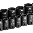 Capri Tools 1/2 in. Drive Shallow Impact Socket Set, 10 to 27 mm, Metric, 18-Piece