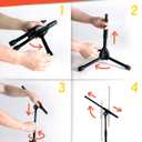 Stage Rocker Foldable Tripod Low-Profile Mic Boom Stand - Height Extending from 9.6'' to 16.9'', w/Adjustable Telescoping Arm Up to 9'', Lightweight/Convenient, Black, Powered by Hamilton(SR610121B)