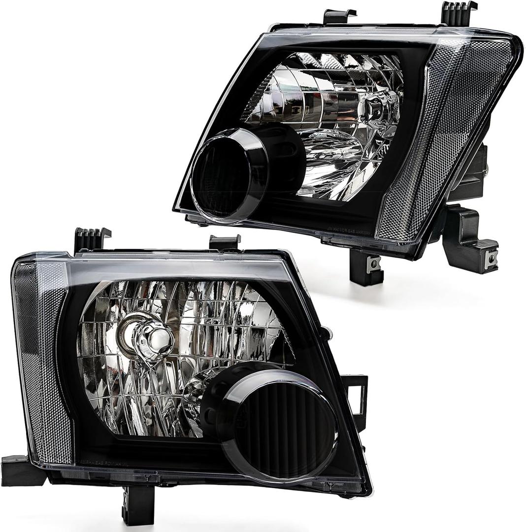 Black Housing Clear For 2005 2006 2007 2008 2009 2010 2011 2012 2013 2014 2015 Nissan Xterra Headlights Headlamp Assembly Compatible with 05-15 Xterra Head Lights Replacement L+ R