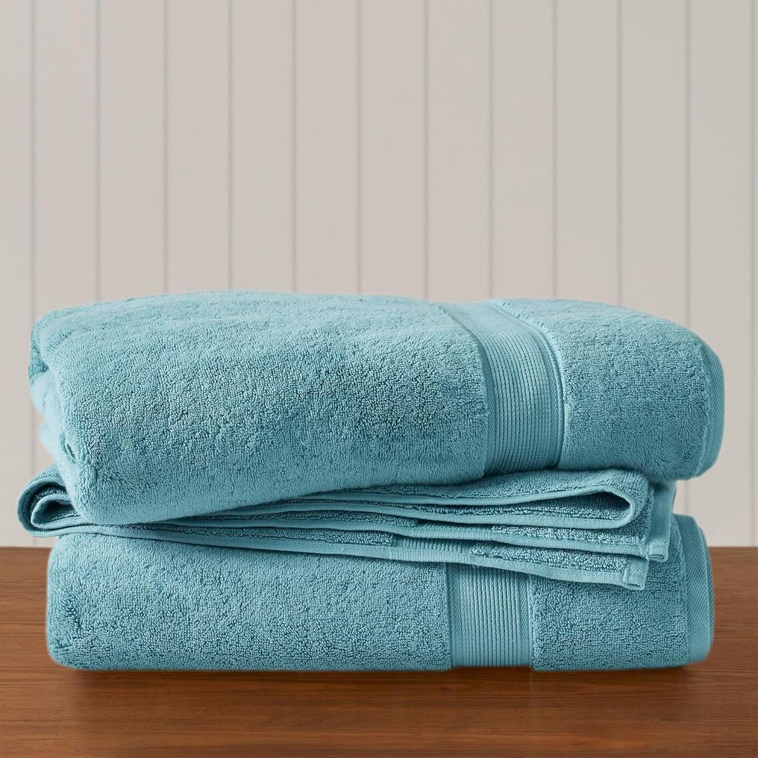 Madison Park 800GSM Bath Sheet Towel Oversized 34" x 68" 2 Pack 100% Cotton Bath Towel Set Highly Absorbent Hotel Spa Quality for Bathroom, Aqua