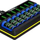 Tectra Smart 8 Bays LED Rapid Charger for Rechargeable Li-ion 123A, RCR123A, 16340, 17335 and Arlo VMC3030 VMK3200 VMS3330 3430 3530 Batteries (Not Included)