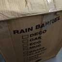 50-Gallon Rain Barrel with Brass Spigot, Flat Back Rain Water Collection Barrel, Walnut Color