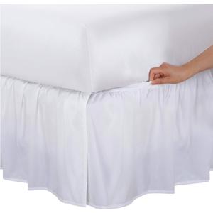 Bed Makers Never Lift Your Mattress Microfiber Wrap-Around Bed Skirt, Gathered Ruffled Style, Classic 14 Inch Drop Length, Twin, White