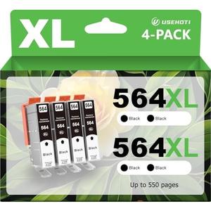 USEHOTI 564 XL Black Compatible for HP 564 Ink Cartridges High Yield Work with Photosmart 7520 5510 5520 5514 6510 B8550 C6324 C6340 6350 6375 Printer (3 Black)