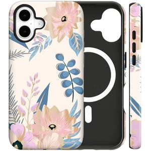 flewfun Magnetic for iPhone 16 Pro Max Case Cute Butterfly Lily Flower Floral Pattern, Shockproof Slim TPU and Hard PC Protective Phone Cover Compatible with MagSafe Designed for Women Girls