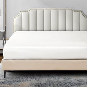 P Pothuiny Satin Fitted Sheet Queen Size, 1 Single Fitted Sheet Only, Extra Soft Deep Pocket Bottom Bed Sheets Mattress Cover Fits 12" to 16", Wrinkle Free, Fully Elasticized (Ivory White)