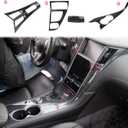 Carbon Fiber Center Console Dashboard Air Vent Gear Cup Holder Panel Cover Trim for Infiniti Q50 Q60 2014-2024